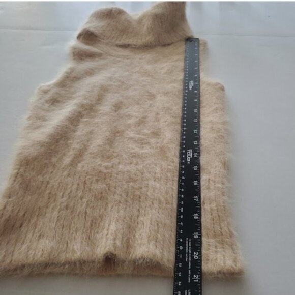 Vintage Y2K Rampage Angora Tan Sleeveless Turtleneck Sweater Size S Layer Cozy - Picture 4 of 6